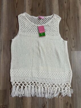 Lilly Pulitzer Crochet Fringe Sweater Tank Sz Medium NWT